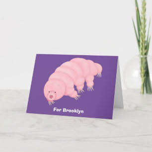 Cute roze tardigrade water beer cartoon kaart