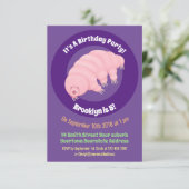 Cute roze tardigrade water beer cartoon kaart (Staand voorkant)