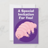 Cute roze tardigrade water beer cartoon kaart (Achterkant)