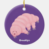 Cute roze tardigrade water beer cartoon keramisch ornament (Achterkant)