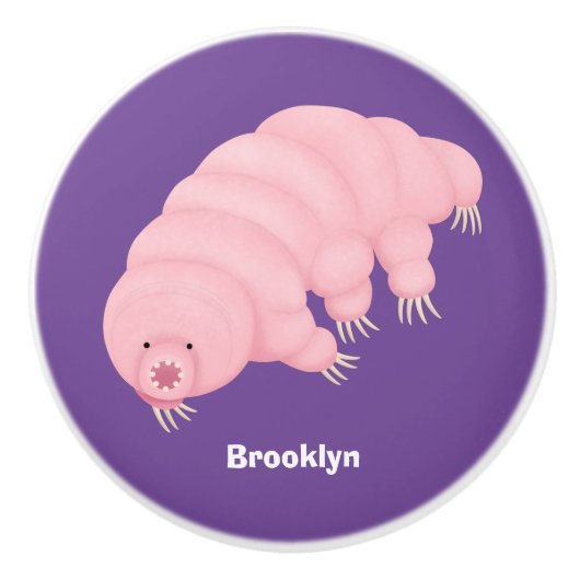 Cute roze tardigrade water beer cartoon keramische knop (Voorkant)