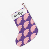 Cute roze tardigrade water beer cartoon kleine kerstsok (Achterkant (Hangend))