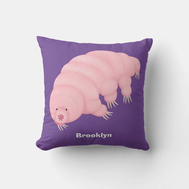 Cute roze tardigrade water beer cartoon kussen (Voorkant)