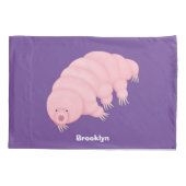 Cute roze tardigrade water beer cartoon kussensloop (Achterkant)