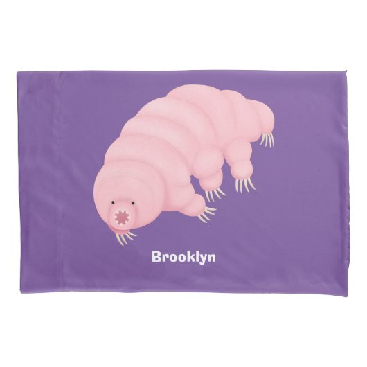 Cute roze tardigrade water beer cartoon kussensloop (Voorkant)