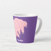 Cute roze tardigrade water beer cartoon latte mok (Rechterhoek)