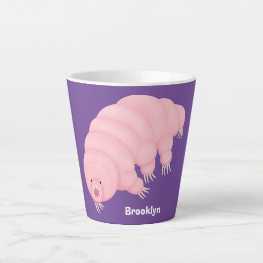 Cute roze tardigrade water beer cartoon latte mok (Voorkant)