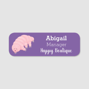 Cute roze tardigrade water beer cartoon naamplaatje