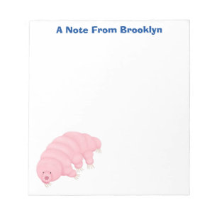Cute roze tardigrade water beer cartoon notitieblok