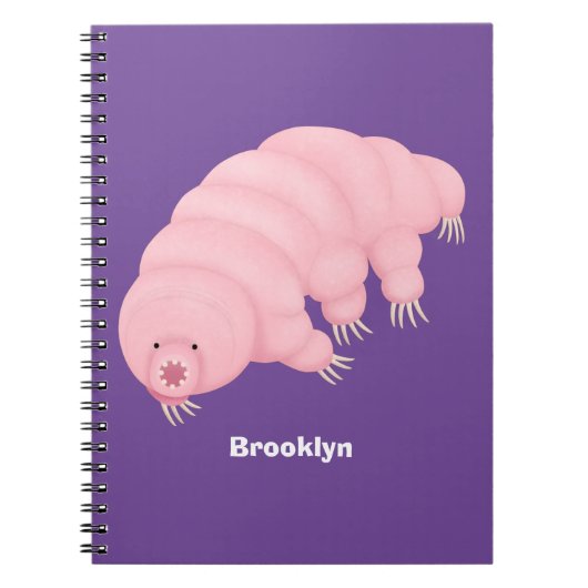Cute roze tardigrade water beer cartoon notitieboek (Voorkant)