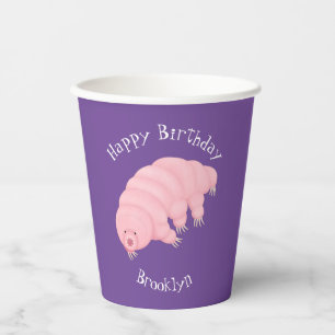 Cute roze tardigrade water beer cartoon papieren bekers