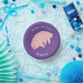 Cute roze tardigrade water beer cartoon papieren kommen (Feest)