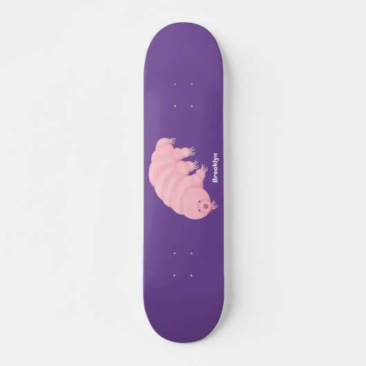 Cute roze tardigrade water beer cartoon persoonlijk skateboard (Voorkant)