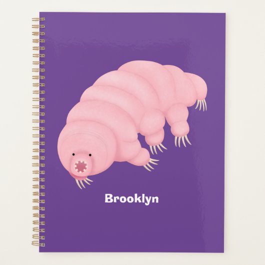 Cute roze tardigrade water beer cartoon planner (Voorkant)