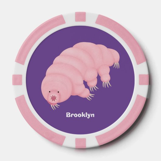 Cute roze tardigrade water beer cartoon poker chips (Voorkant)