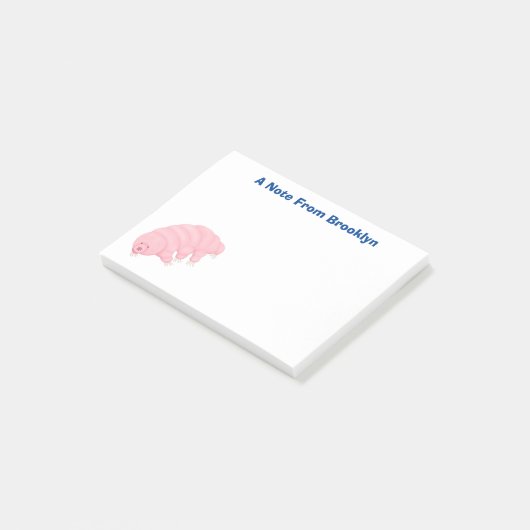 Cute roze tardigrade water beer cartoon post-it® notes (Schuin)