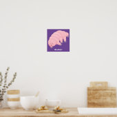 Cute roze tardigrade water beer cartoon poster (Keuken)