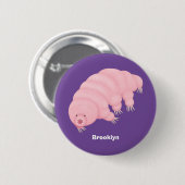 Cute roze tardigrade water beer cartoon ronde button 5,7 cm (Voorkant /achterkant)