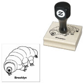 Cute roze tardigrade water beer cartoon rubberstempel (Gestempeld)