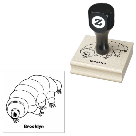Cute roze tardigrade water beer cartoon rubberstempel (Gestempeld)