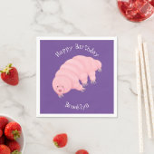 Cute roze tardigrade water beer cartoon servet (Insitu)
