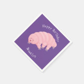Cute roze tardigrade water beer cartoon servet (Hoek)