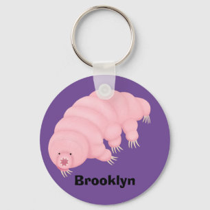 Cute roze tardigrade water beer cartoon sleutelhanger