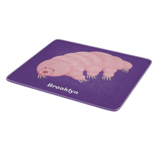 Cute roze tardigrade water beer cartoon snijplank (Hoek)