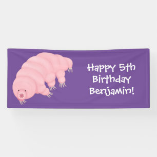Cute roze tardigrade water beer cartoon spandoek