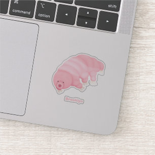 Cute roze tardigrade water beer cartoon sticker