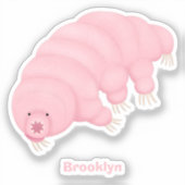 Cute roze tardigrade water beer cartoon sticker (Voorkant)