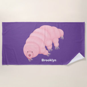 Cute roze tardigrade water beer cartoon strandlaken