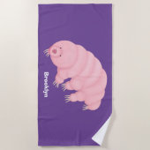 Cute roze tardigrade water beer cartoon strandlaken (Voorkant)