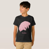 Cute roze tardigrade water beer cartoon t-shirt (Voorkant volledig)