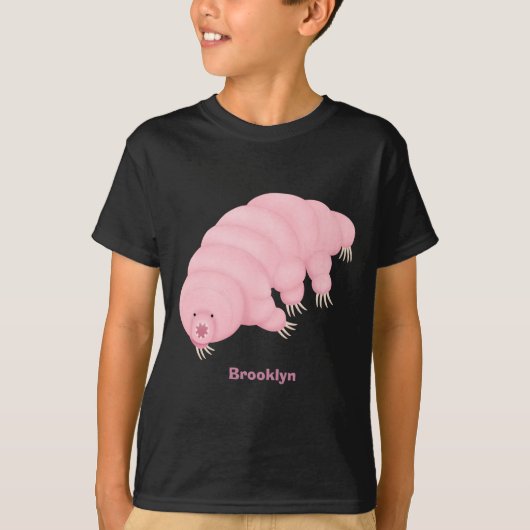 Cute roze tardigrade water beer cartoon t-shirt (Voorkant)