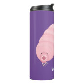 Cute roze tardigrade water beer cartoon thermosbeker (Gedraaid links)
