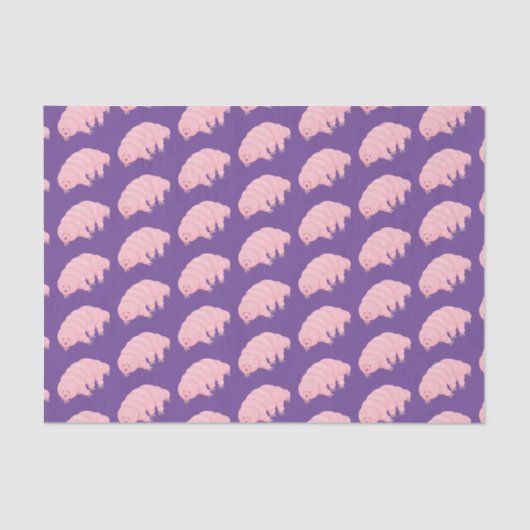 Cute roze tardigrade water beer cartoon tissuepapier (Voorkant)