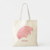 Cute roze tardigrade water beer cartoon tote bag (Achterkant)