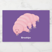 Cute roze tardigrade water beer cartoon voedselcontainer etiket (Enkel label)