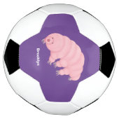 Cute roze tardigrade water beer cartoon voetbal (Gedraaid)