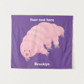 Cute roze tardigrade water beer cartoon wandkleed (Voorkant (horizontaal))
