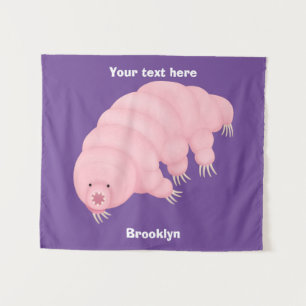 Cute roze tardigrade water beer cartoon wandkleed