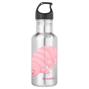 Cute roze tardigrade water beer cartoon waterfles
