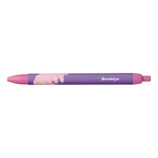 Cute roze tardigrade water beer cartoon zwarte inkt pen (Voorkant)