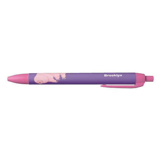 Cute roze tardigrade water beer cartoon zwarte inkt pen (Bodem)