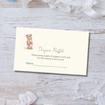 Cute Roze Teddybeer Golfen Luier Raffle Ticket 