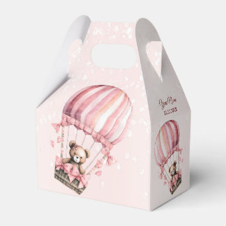 Cute Roze Teddybeer Heet Luchtballon Feest Bedankdoosjes