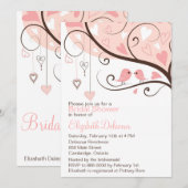 Cute roze Tortelduifjes Bridal Shower Invitation Kaart (Voorkant / Achterkant)
