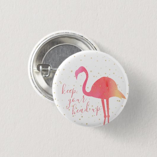 Cute roze Tropische Waterverf Flamingo Keep Your Ronde Button 3,2 Cm (Voorkant /achterkant)