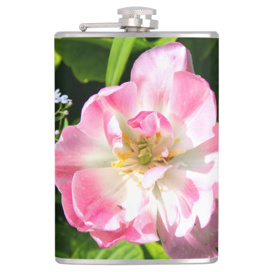 Cute roze tulp heupfles (Voorkant)
